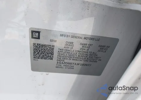 2018 Chevrolet Malibu Lt из США, поврежденный, VIN 1G1ZD5ST3JF193977